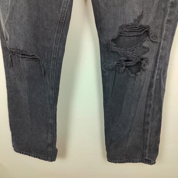 Agolde Lana Jean Womens 27 Straight Leg Black‎ Knee Rip Button Fly High Waist - Picture 3 of 9